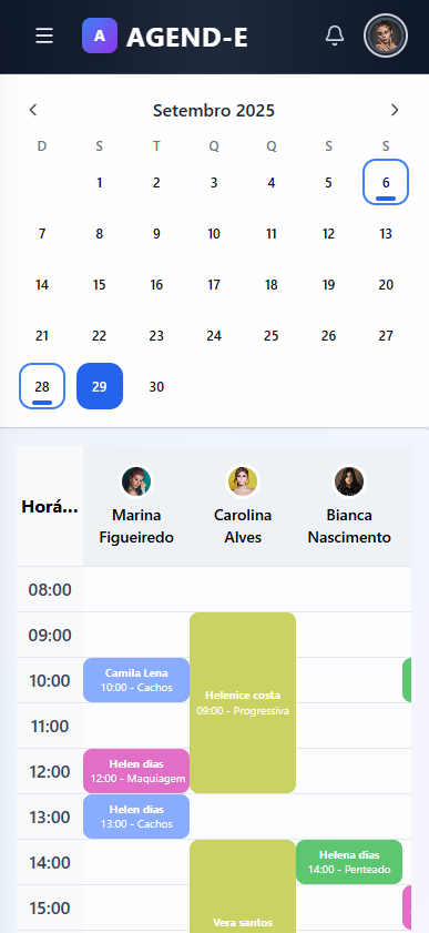 Dashboard do sistema Agend-E