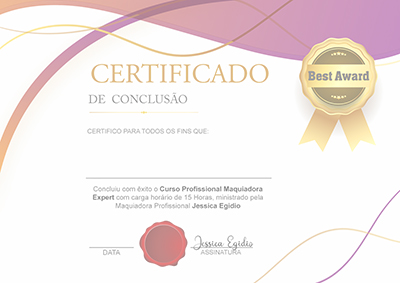 Certificado do curso Maquiadora Expert