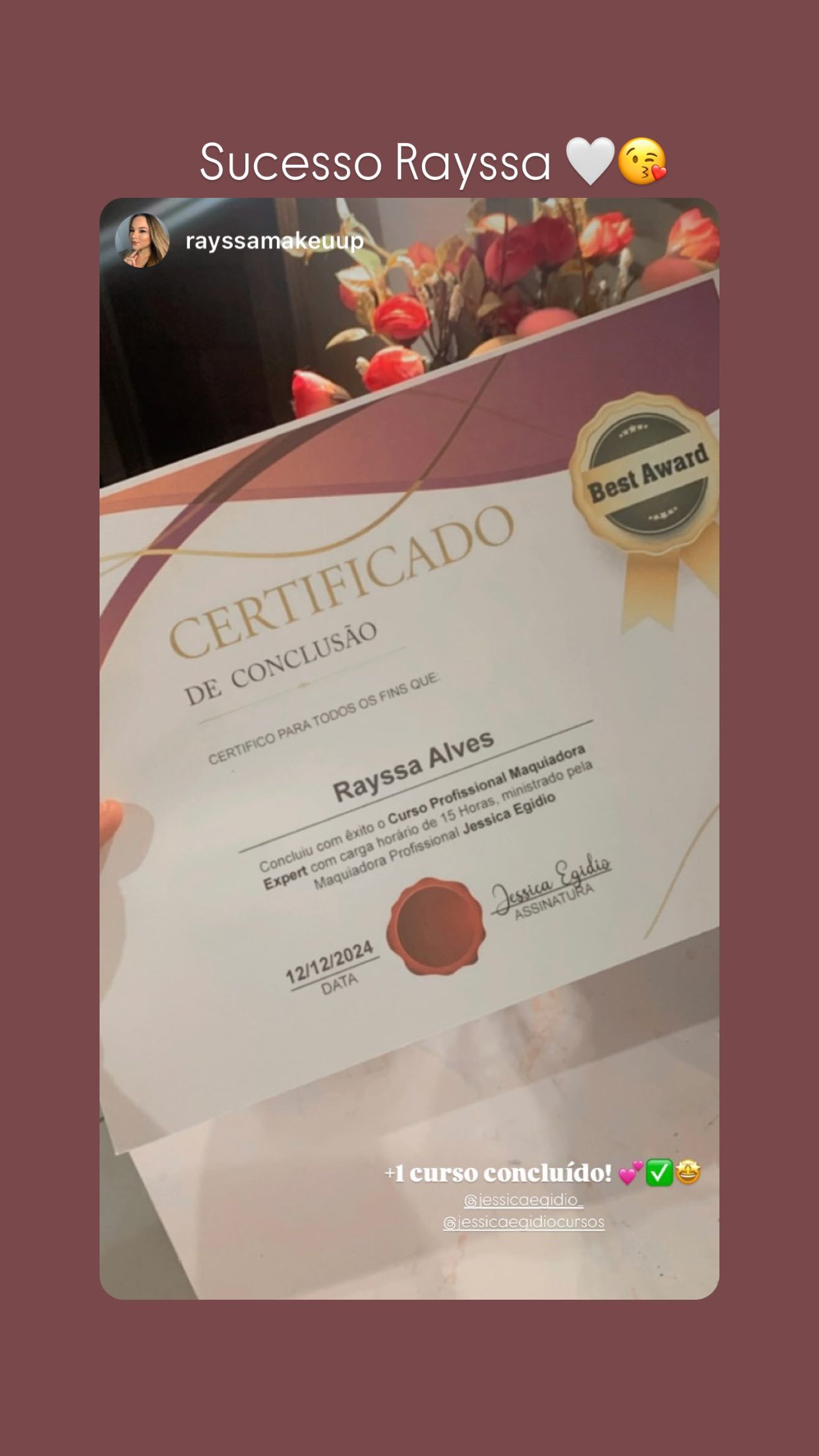 Depoimento de aluna no Instagram 06